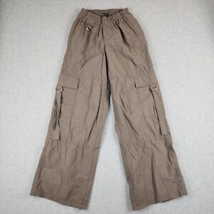 Wild Fable Brown Cargo Pants Wide Leg Elastic Waist D-Ring Utility XXS 30 Inseam
